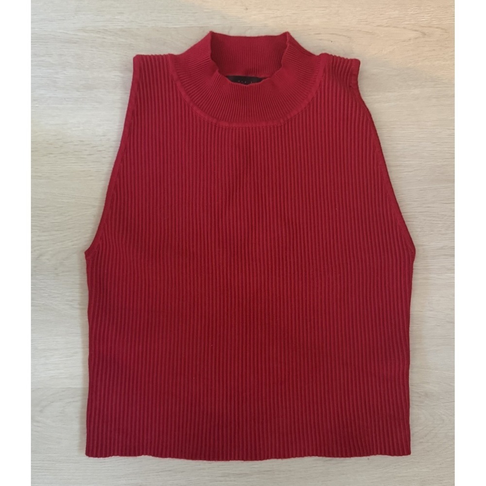 House Of Harlow 1960 High Neck Crop Top Red Ribbed Luxe Stretch Womens Size S